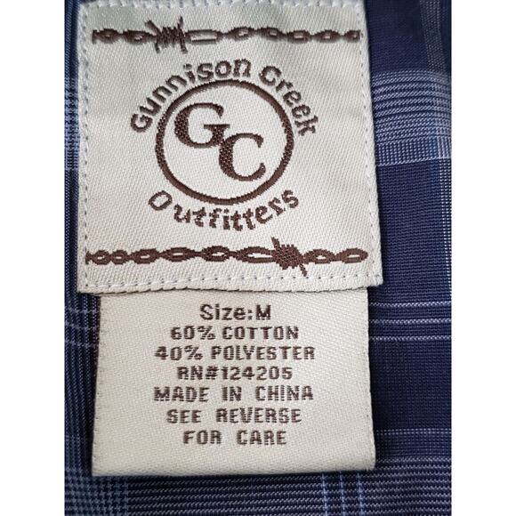 Gunnison Creek Outfitters Mens Shirt Medium L/S Blue White Collared Button Down - Picture 3 of 4